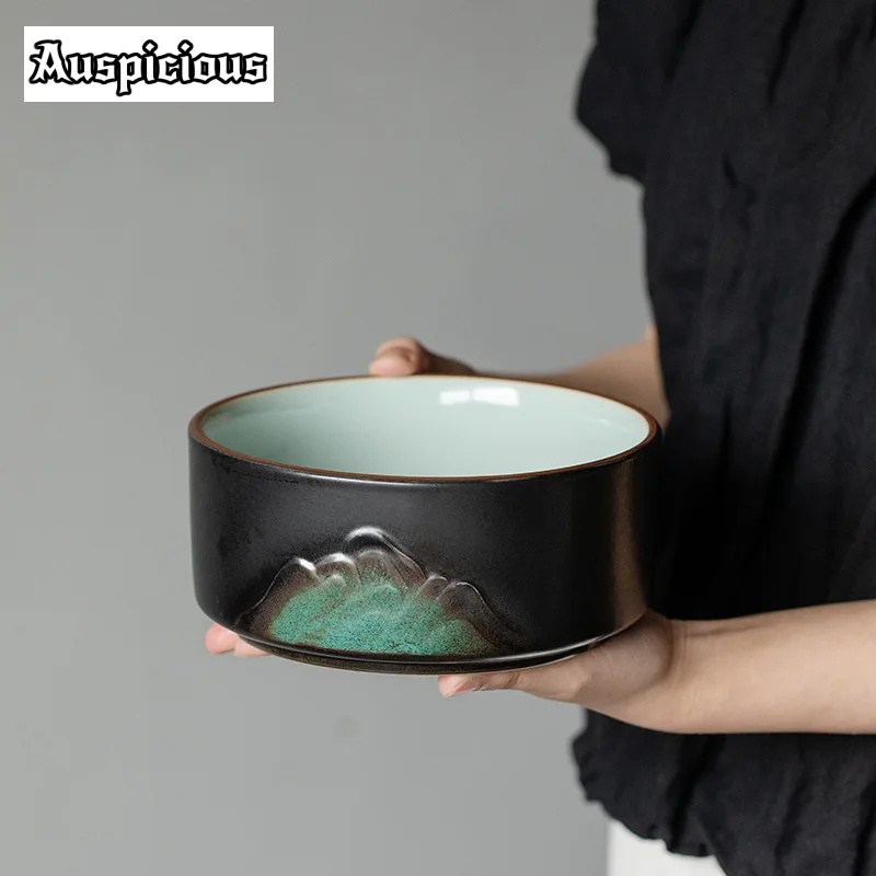 

1000ml Black Pottery Tea Wash Bowl Kiln Jianshui Retro Tea Cup Wash Writing-brush Washer Chaxi Tableware Accessories Collection