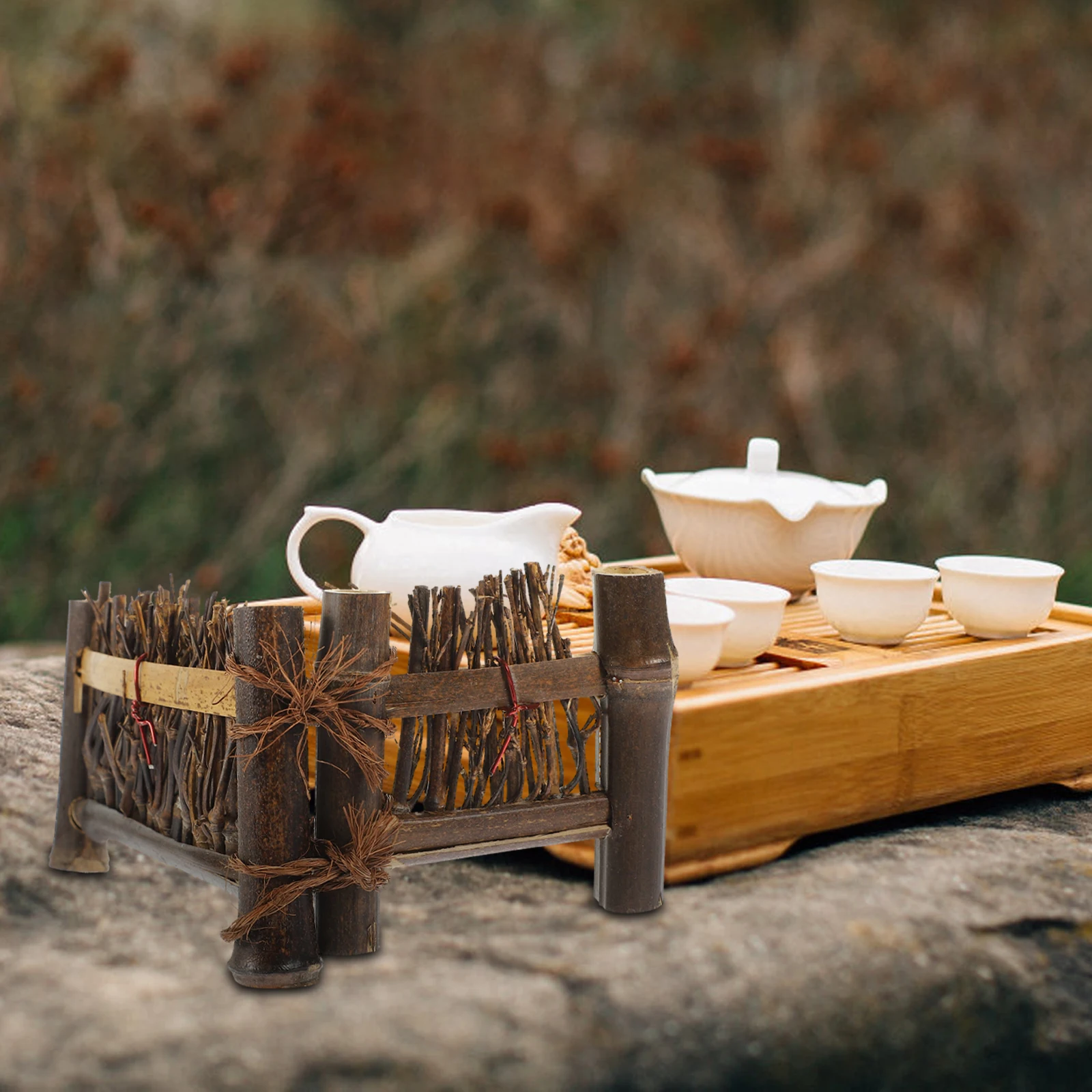 

Bamboo Small Fence Ornaments Miniature Garden Decor Microlandscape Bonsai Photo Prop Home Accessories Charming Decoration