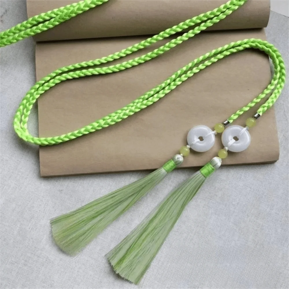 Retro Handwoven Hanfu Waist Tie Belt Chinese Style Traditional Tassel Waist Cord Waist Cincher for Men Women