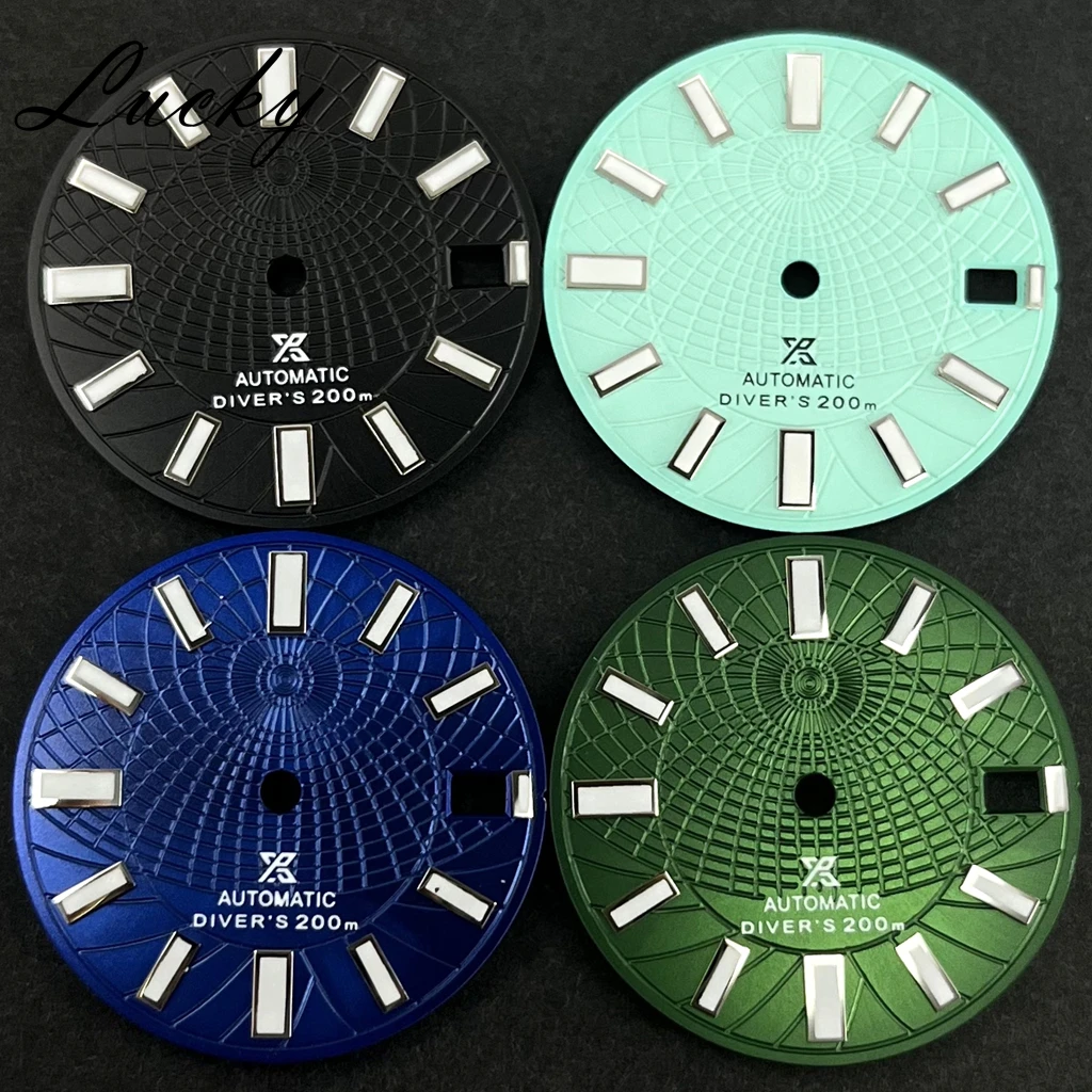 High Quality 28.5mm Watch Dial Single Calendar Green Luminous Fit NH35 NH36 Watch Movement Accessories Replacement Part