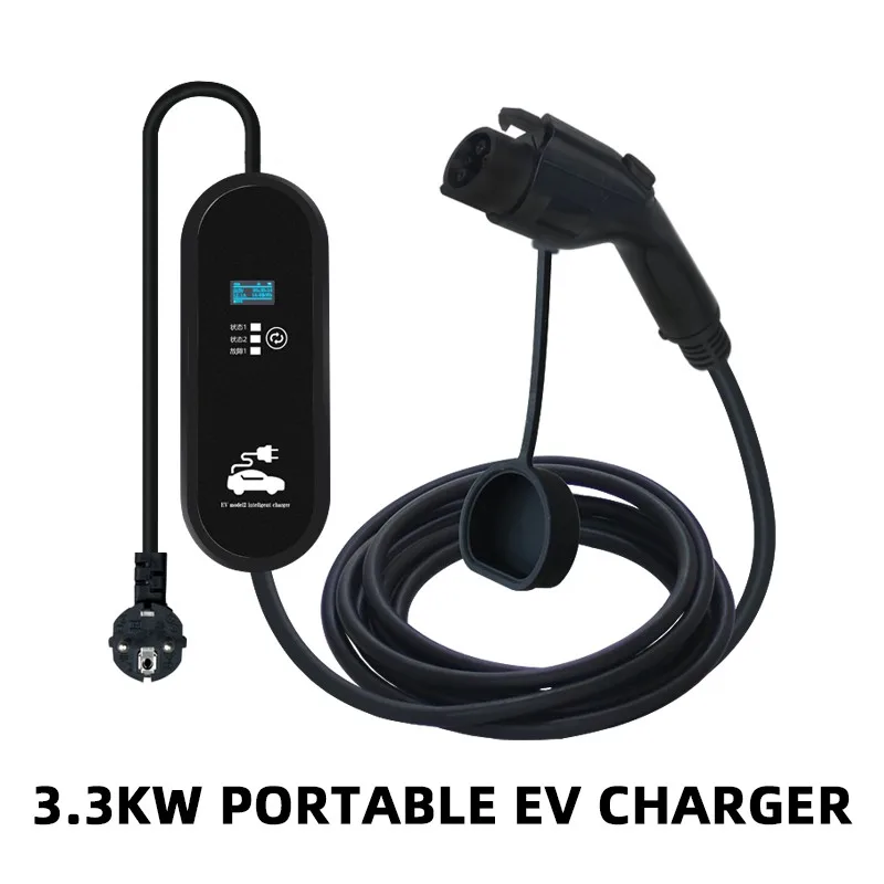 

Type1 EV Portable Charger 16A 3.3KW Type1 j1772 Adapter Charging Cable 5m with Schuko Plug EVSE Wallbox for Electric Car