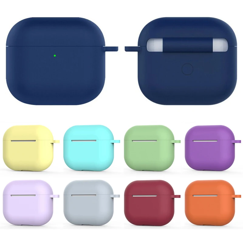 Soft Silicone Case For Apple Airpods 3 Protective Shockproof Wireless Headphone Cover For airpod 3 case Box Bags with hook hole