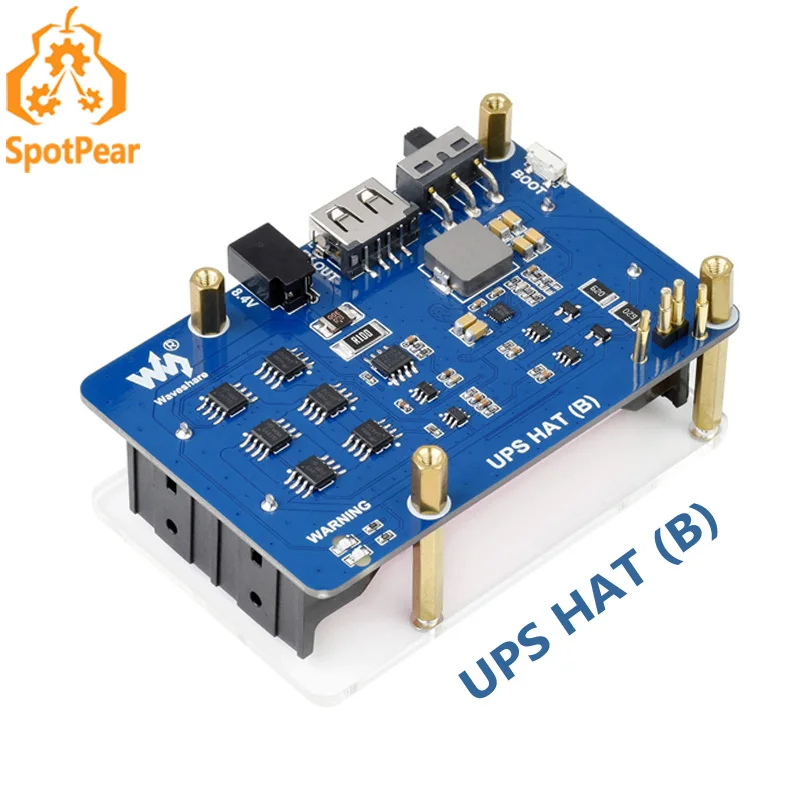 UPS HAT (B) Power Expansion Board support 18650 Li batteries for Raspberry Pi