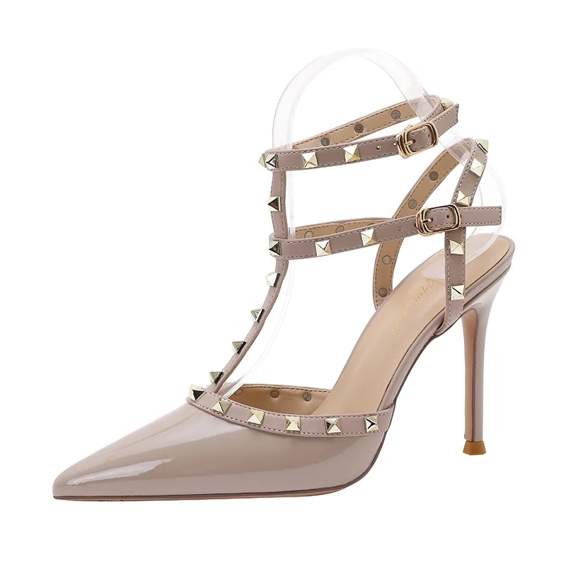 

Designer Women's Shoes Luxury Sexy Rivet High Heels Women Summer French Pointed High Heel Sandals Banquet Shoes Zapatos De Mujer