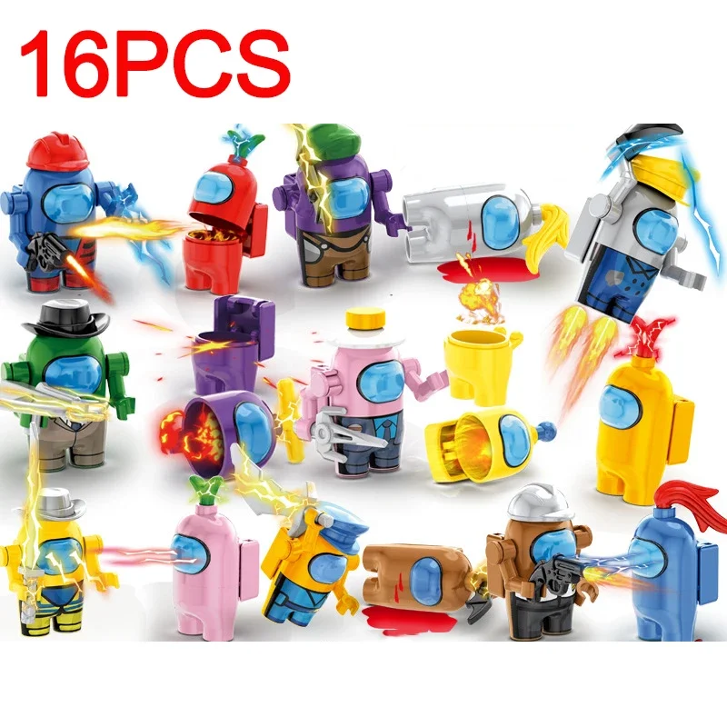 16PCS Including Weapons Base Game Star Space Alien Peluche Figure  Classic Model Bricks Sets Kids Kits Toys Birthday Gift