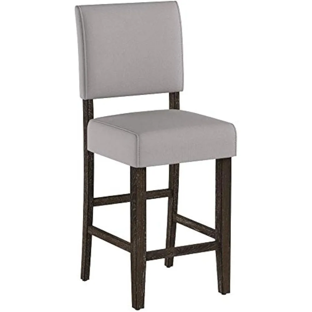 Estofados Voltar Counter Altura Stool com base de madeira, Cozinha Contadores e Ilhas, Conjunto de 2