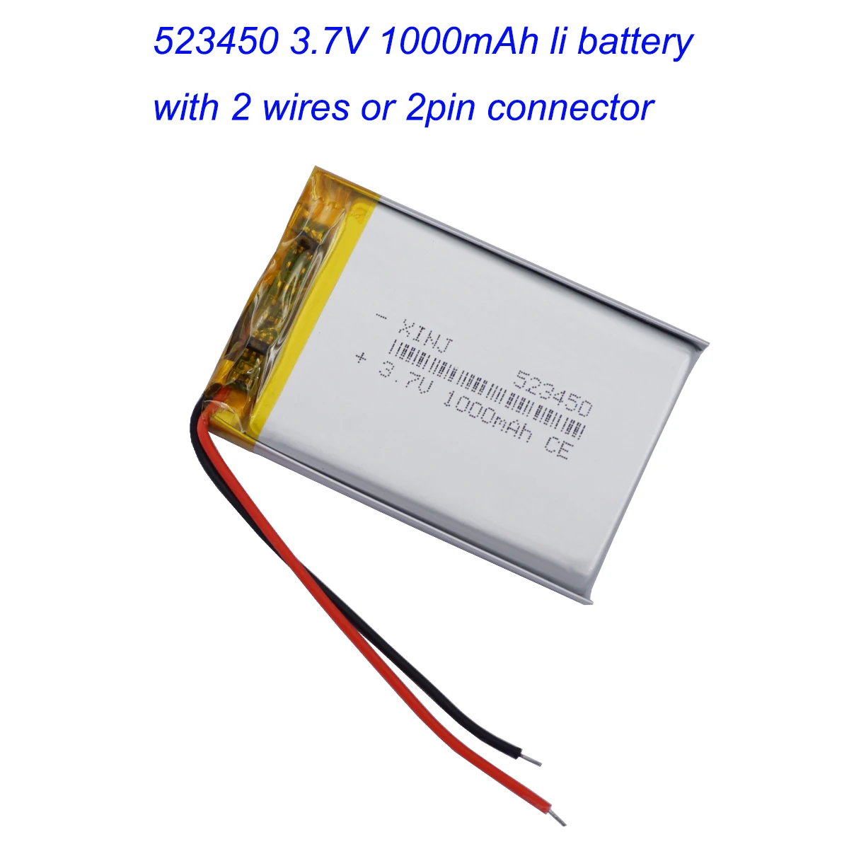 3,7 V 1000 mAh 3,7 Wh Li-Polymer wiederaufladbarer Li-Lithium-Polymer-Akku 523450   JST 2Pin 1,0/1,25/1,5/2,0/2,54mm Stecker