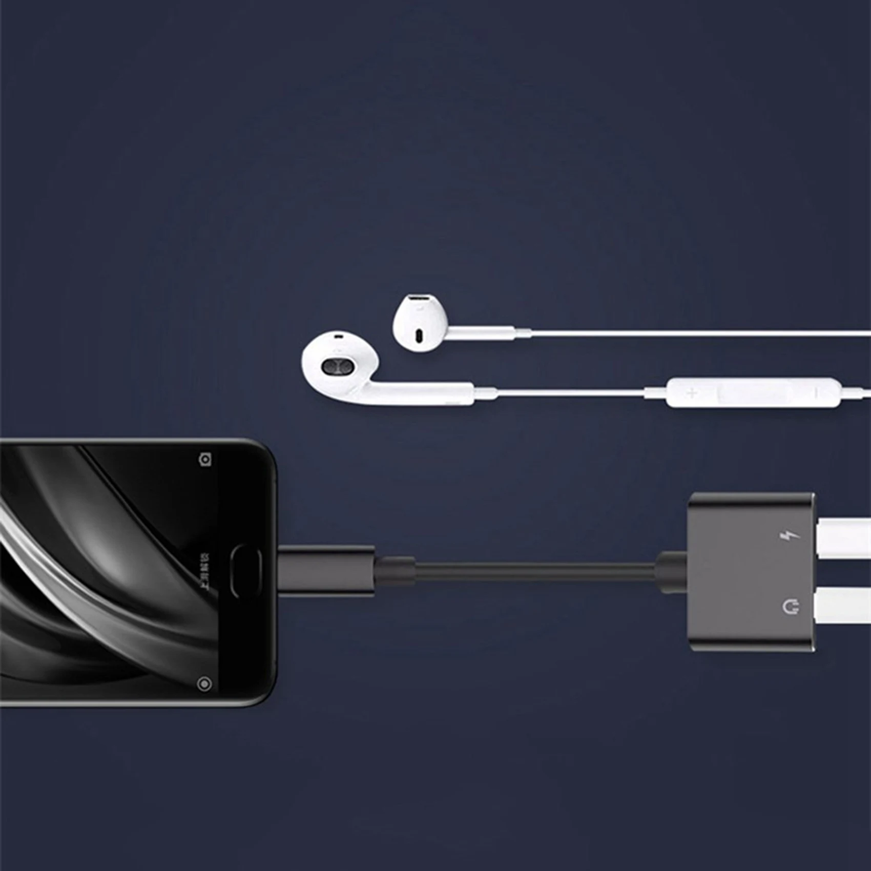 Classic-3X 2 In1 Type-C To 3.5Mm Headphone Jack Adaptor/Connector , Earphone Aux Audio & Charge Adaptor Black