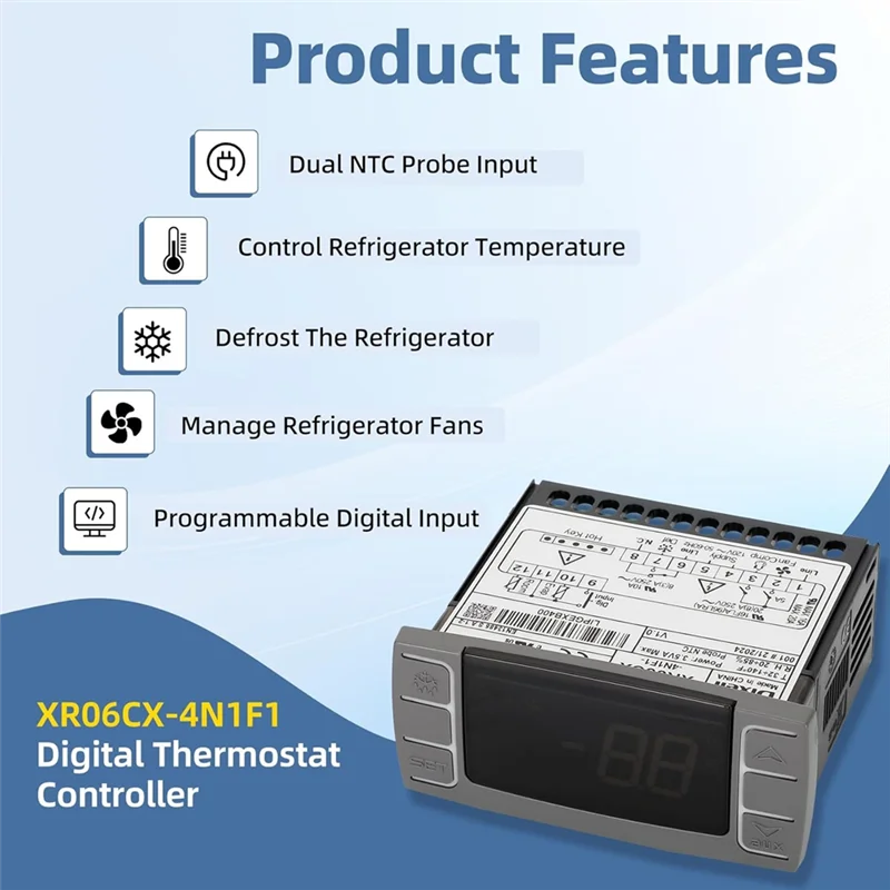 

-A25M XR06CX-4N1F1 Temperature Controllers, Programmable Digital Thermostat With Sensor Probe