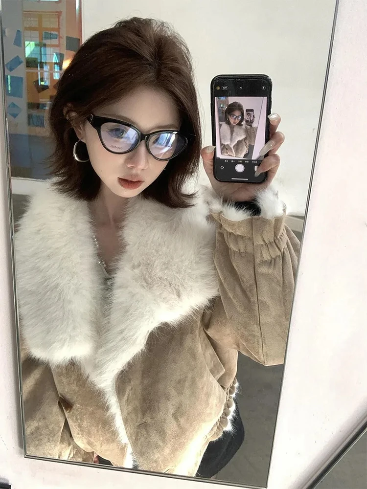 

Корейская женская теплая зимняя верхняя одежда с воротником из искусственного меха, верхняя одежда со стойкой, длинная цветная застежка на пуговицы све