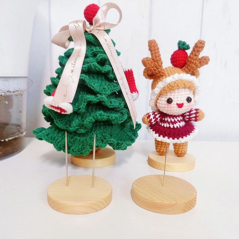 1Pc Crochet Doll Display Base Felt Craft Polymer Clay Doll Base  Display Wooden Base DIY Tool Accessories