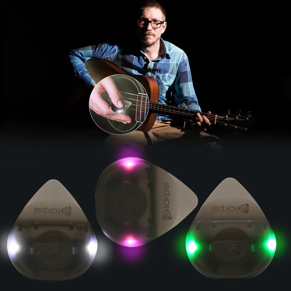 2/1PCS Glowing Guitar Picks Non-slip Guitar Pick Jazz Plectrum LED Light For Electric Acoustic Guitar Bass Folk Color Bling Pick