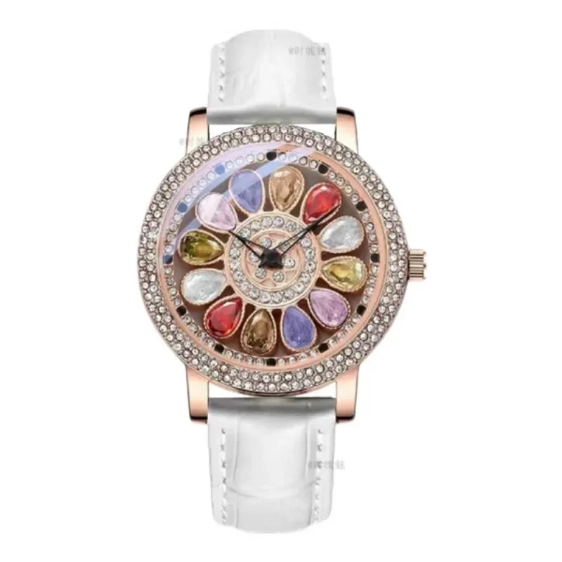 

Женские модные кварцевые часы 360° ° Водонепроницаемые женские креативные наручные часы с инкрустацией бриллиантами и циферблатом