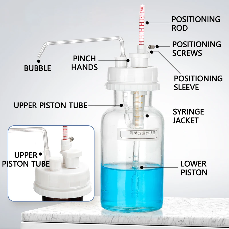 Quantitative liquid adder 1/5/10ml white/brown glass bottle 250/500/1000ml built-in adjustable liquid dispensing bottle view 3