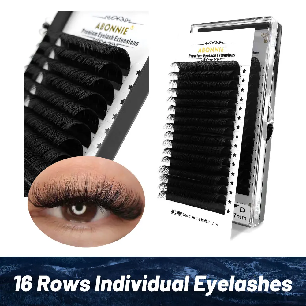 ABONNIE Individual Classic Eyelash Extensions Cilios C/D Curl Lashes Extension Russian Volume Silk Eyelashes