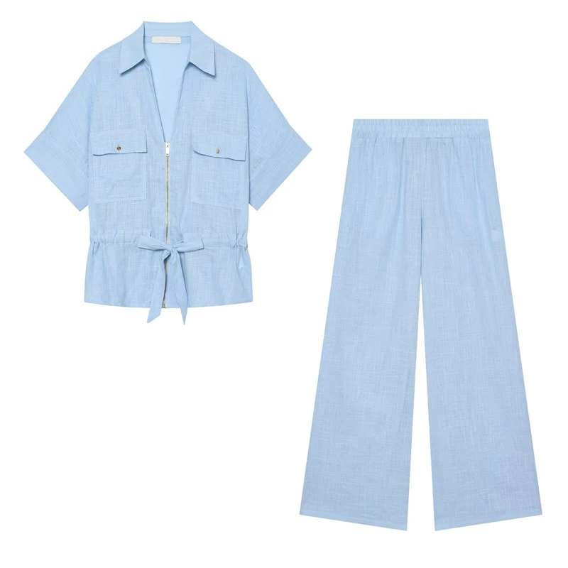 Maxdutti South France, conjunto de camisa y pantalones minimalistas, modernos y versátiles con bolsillos, conjunto de caza que abraza la cintura, ropa para mujer