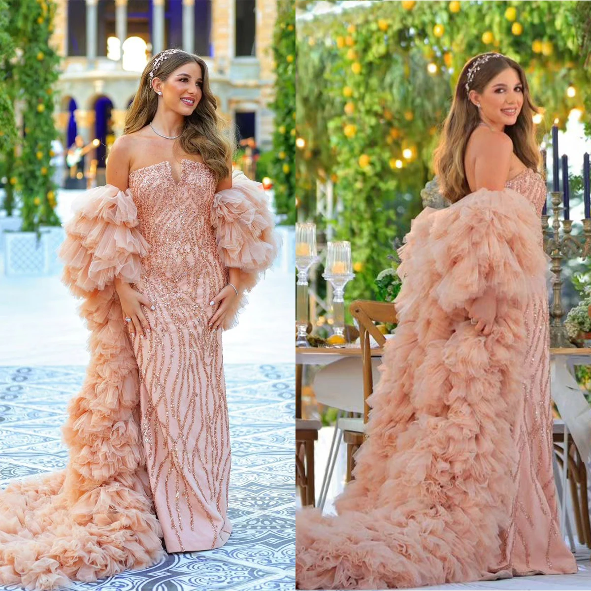 

Роскошные вечерние платья для женщин с блестками без бретелек свадебное платье с курткой без рукавов юбка на заказ