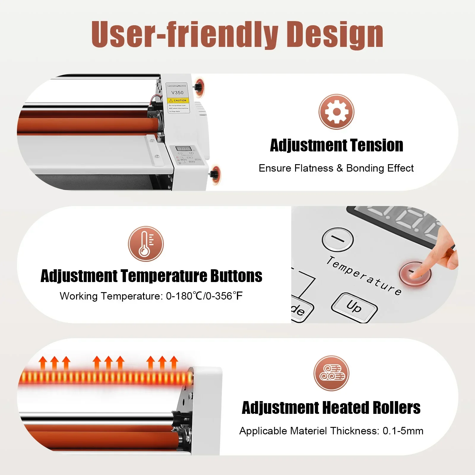 110V Electric V350 Hot Cold Roll Laminating Machine Roll Laminator 13 Inch Digital Hot Cold Roll Laminator Laminating Machine