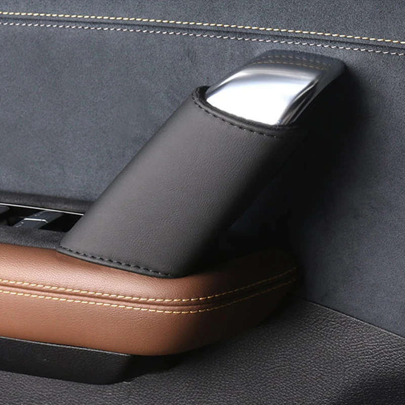 2Pcs Door Handle Protective Cover Door Handle Protective Leather Cover Modified Accessories For Byd Tang EV/Dmi 2021 2022 2023