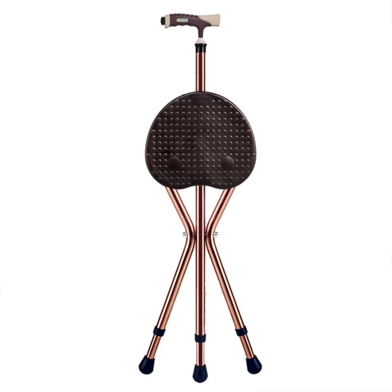 

Elderly Crutch Stool Aluminum Alloy Thickened Adjustable Height Light Stable Three-legged Cane Folding Hand Crutch Chair