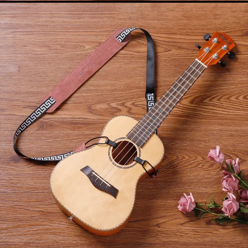 Ukulele Nylon Leather Strap with Hook Hawaiian Ukelele Shoulder Straps Belt for Concert Soprano Tenor Ukulele Accessory