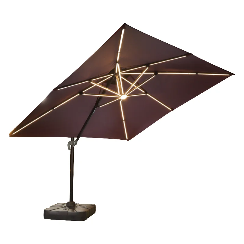 

10ft*10ft Outdoor LED Light Roma Umbrella Modern Roman Round Waterproof Sunscreen Large Parasols Cantilever Umbrellas