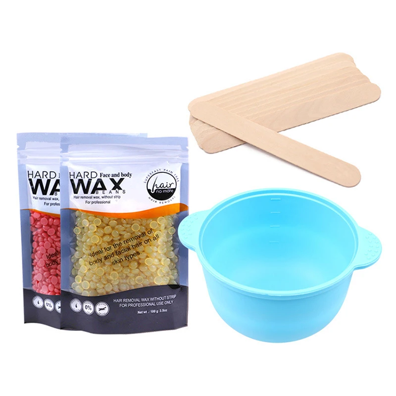 Kit scaldacera Kit ceretta depilazione con ciotola, fagioli di cera 200g/400g, bastoncini di legno 10 pezzi per gambe sopracciglia viso corpo Bikini