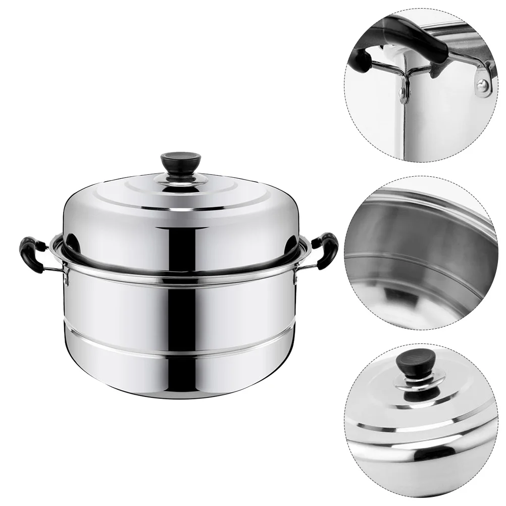 Steam Soup Pot Pan Insert Steaming Pot Stainless Steel Steamer Cookware Large Stock Kitchen Tools