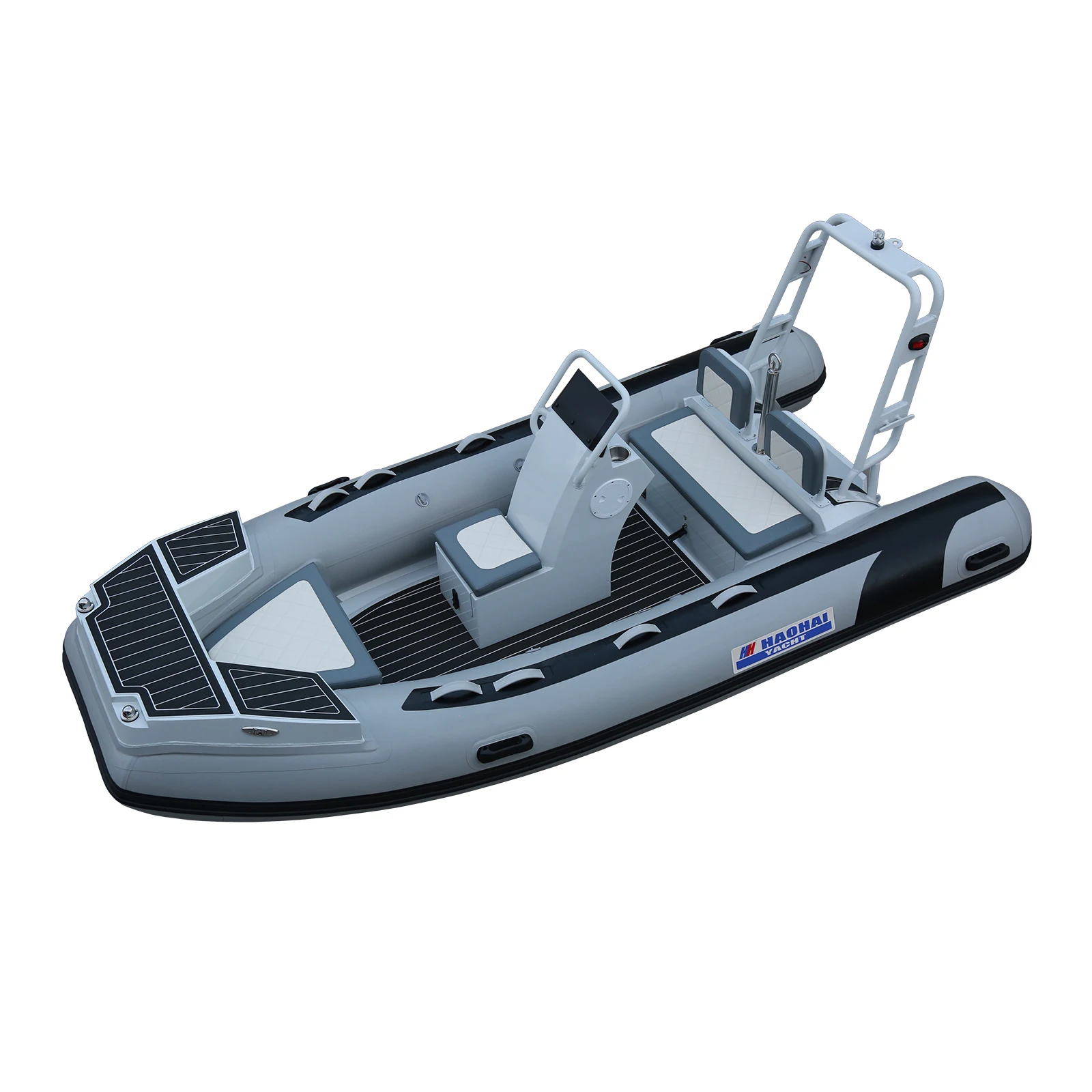 Electric Sport Yacht Rigid Boat Fiberglass Dinghy Inflatable Fishing Boat RIB390C Model 14ft Outboard Engine 1.2mm Stable