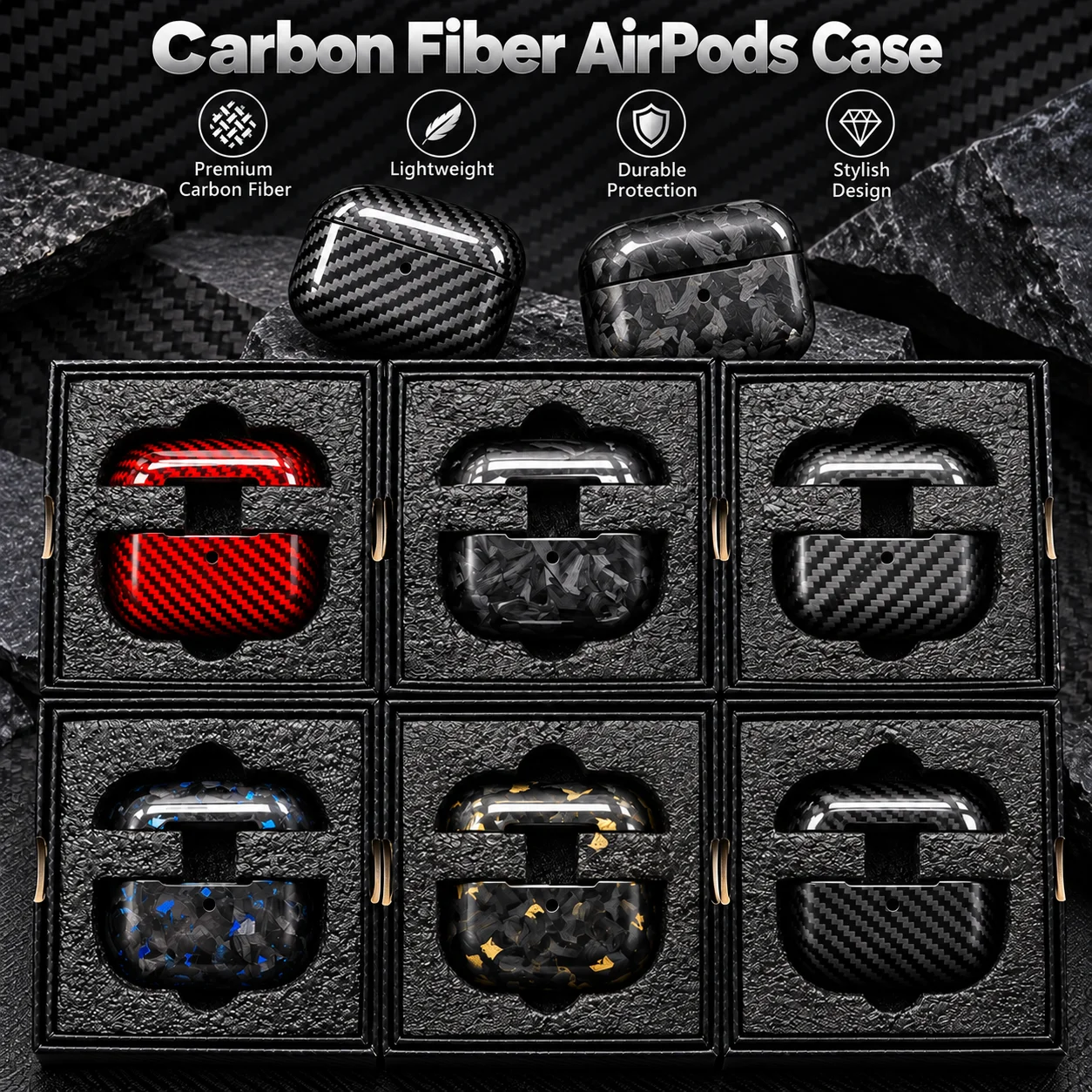 For AirPods 5 Pro 3 2 Real Carbon Fiber Case ultra thin light Forged Aramid Fiber Protective Case For AirPods5 AirPods 5 4 3