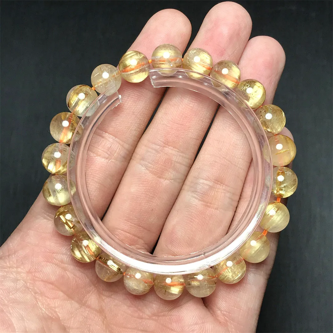 

8mm Natural Gold Rutilated Quartz Bracelet Jewelry For Women Men Gift Reiki Crystal Round Beads Energy Gemstone Strands AAAAA