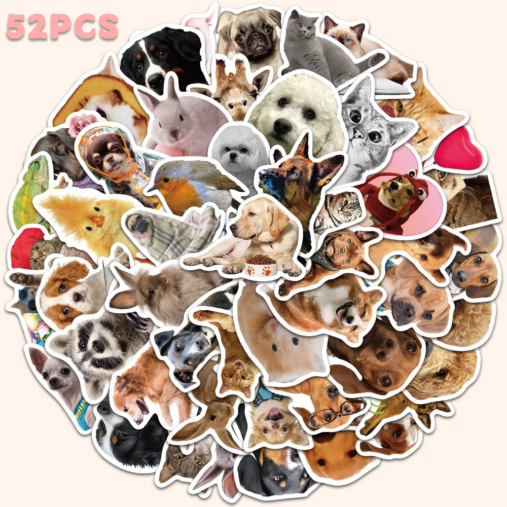 

52pcs Cute Animal Sticker For Phone Laptop Scrapbook Luggage Bicycle Helmet Magazine Decoration Sticker