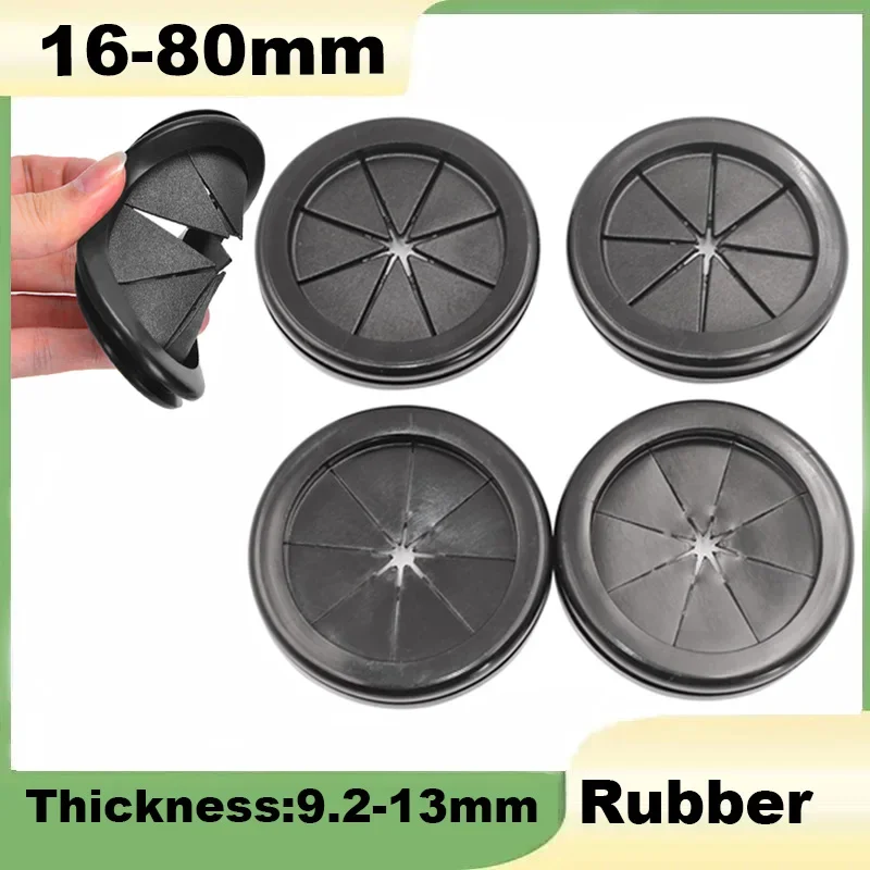 Wiring Rubber Grommets 16mm-80mm Black Round Cable Hole Protector Electric Wire Petal Type Sealing Ring Plug Cover