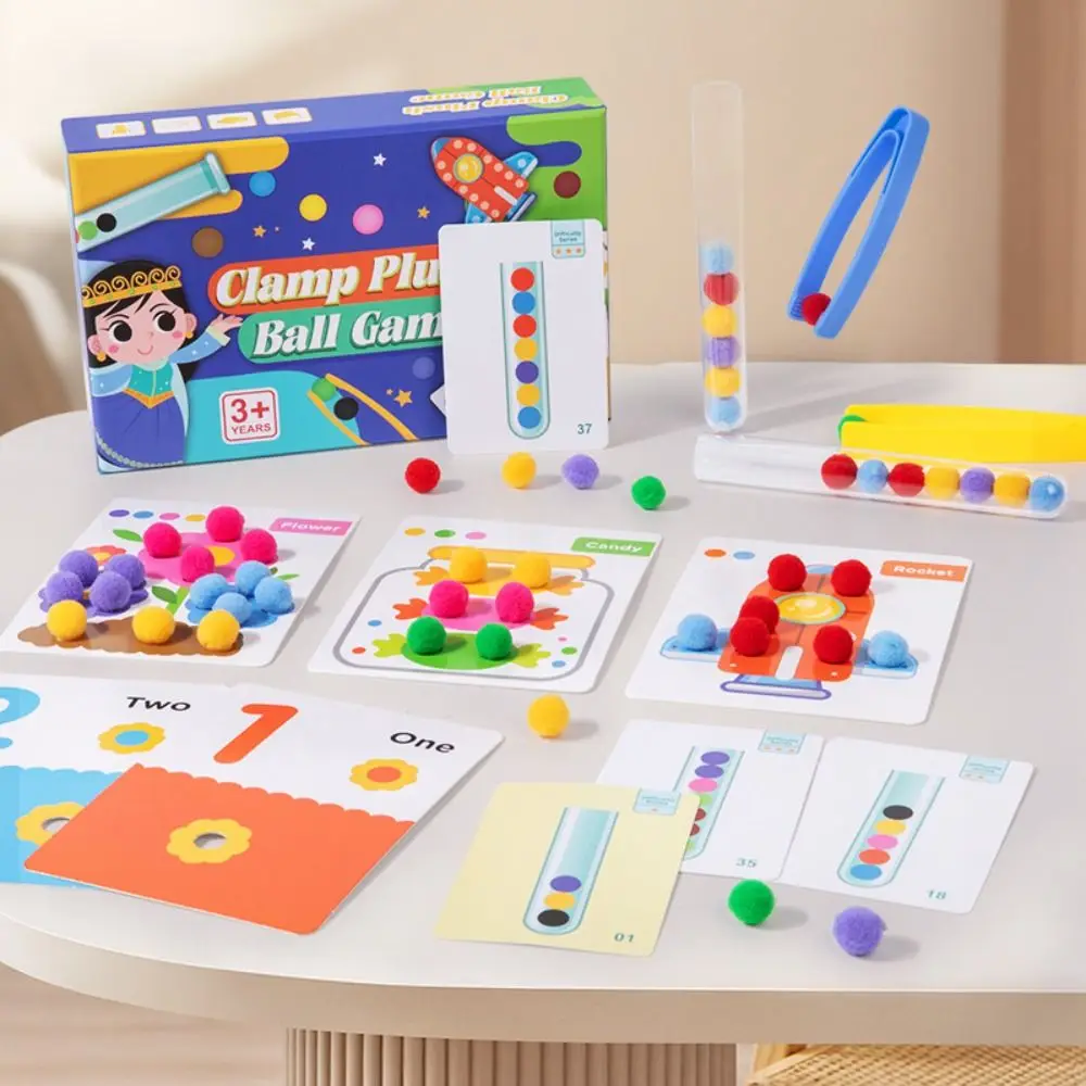 Paper Clamp Plush Ball Montessori Toys Pattern Puzzle Children Classification Toys Color Sorting Color Recognition