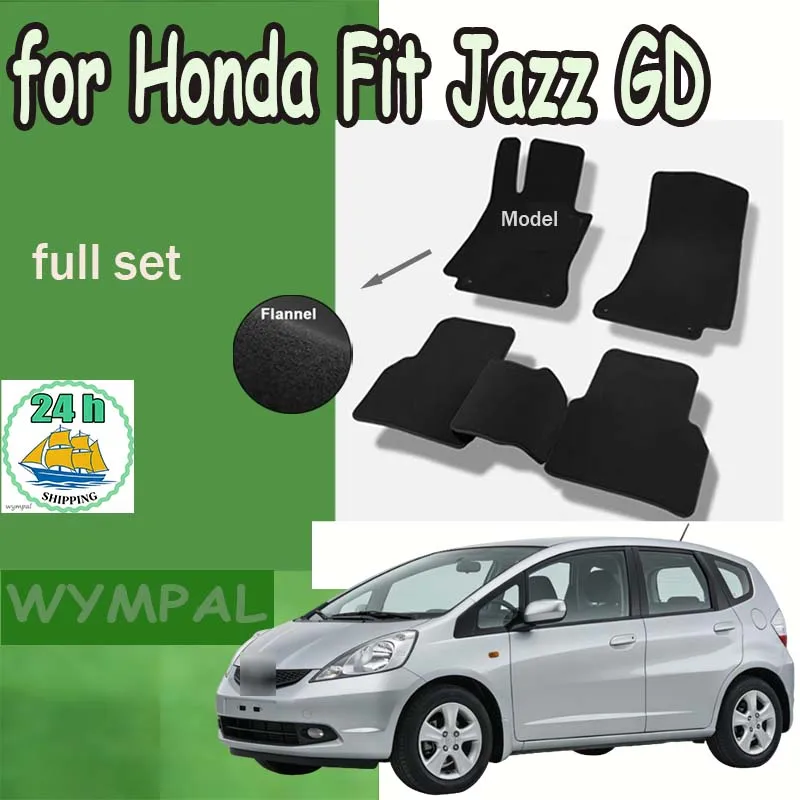 

Фланелевые автомобильные коврики для Honda Fit Jazz GD 2 3 4 5 GE 1 2 3 2003~2007, панельные коврики-накладки, покрытие для пола, аксессуары