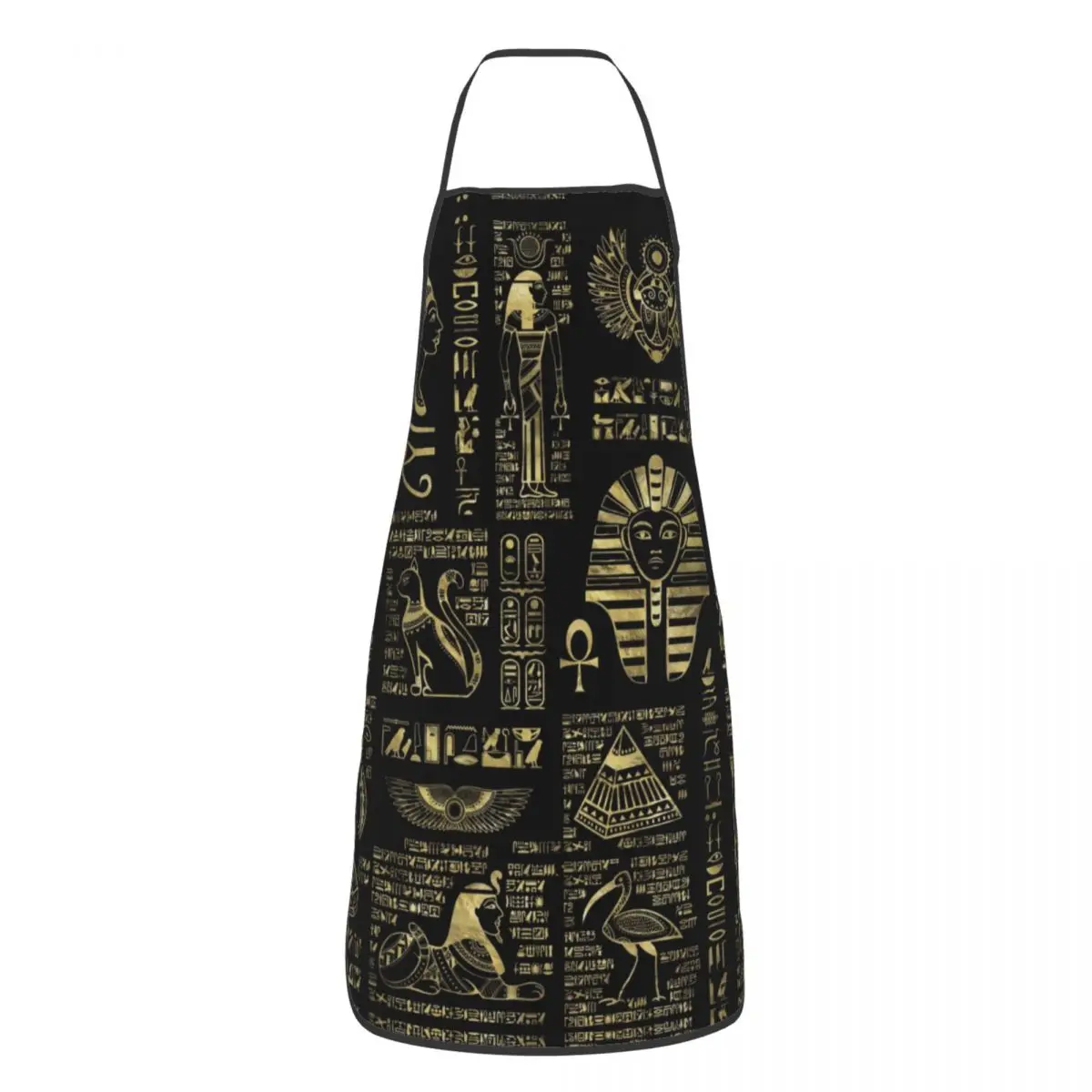 Unisex Egyptian Hieroglyphs And Deities Bib Apron Women Men Chef Tablier Cuisine for Cooking Kitchen Ancient Egypt Gardening