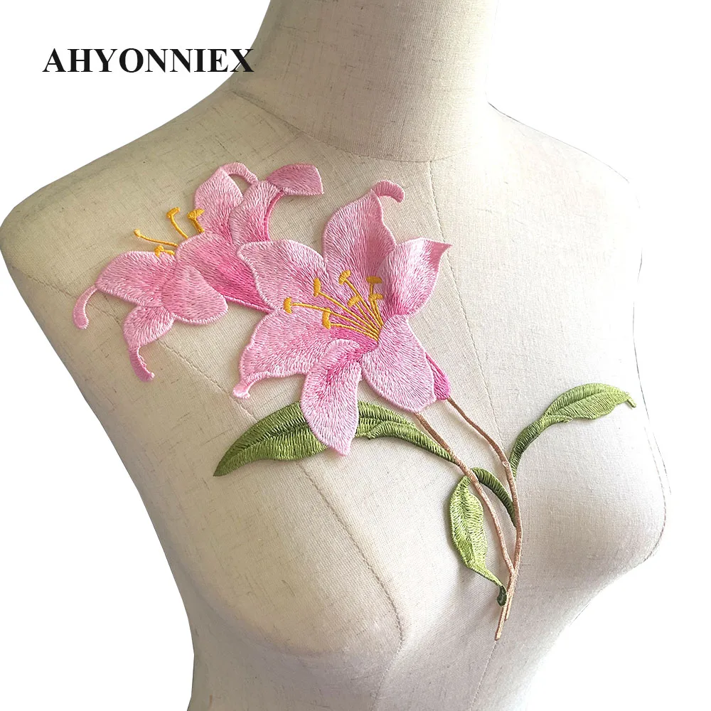 New fashion Orchid Flower ricamo Non adesivi abiti fai-da-te cucito Patch di fiori accessori di abbigliamento