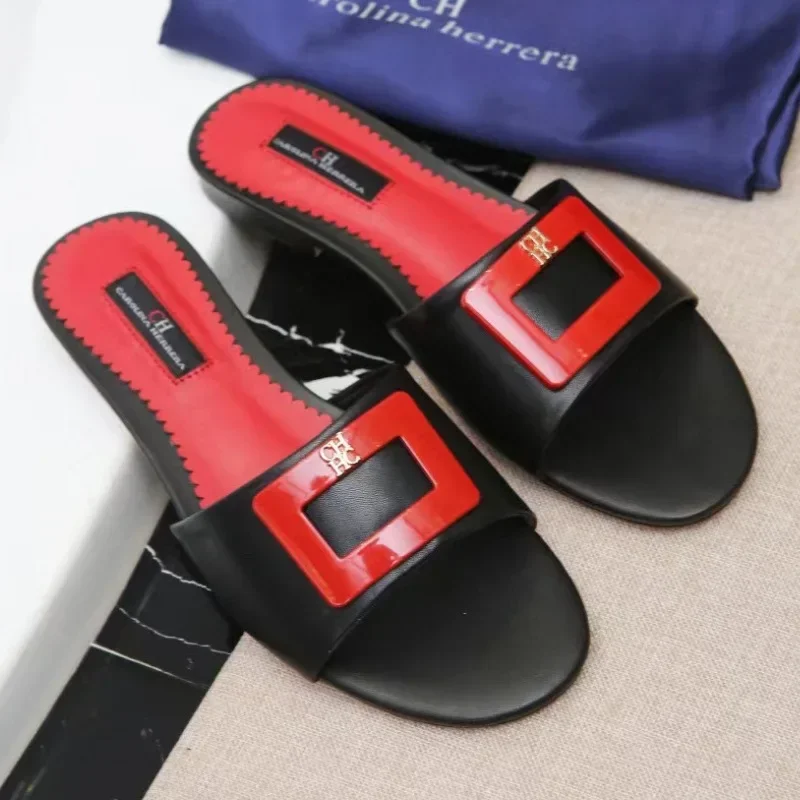 

CH Women's Slippers New Fashion Luxury Letter Printed Brand Design Flat Sandals Multi Scene Universal Women Silicone Beach Shoes