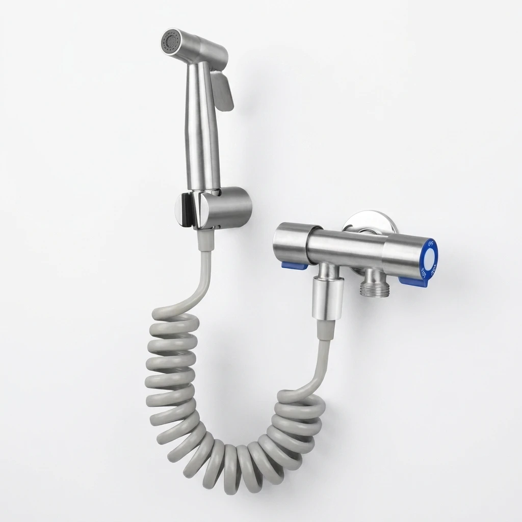 Kit de chuveiro portátil de alta pressão em aço inoxidável com mangueira de 4,8 polegadas e suporte de parede para pistola de pulverização para limpeza de banheiro