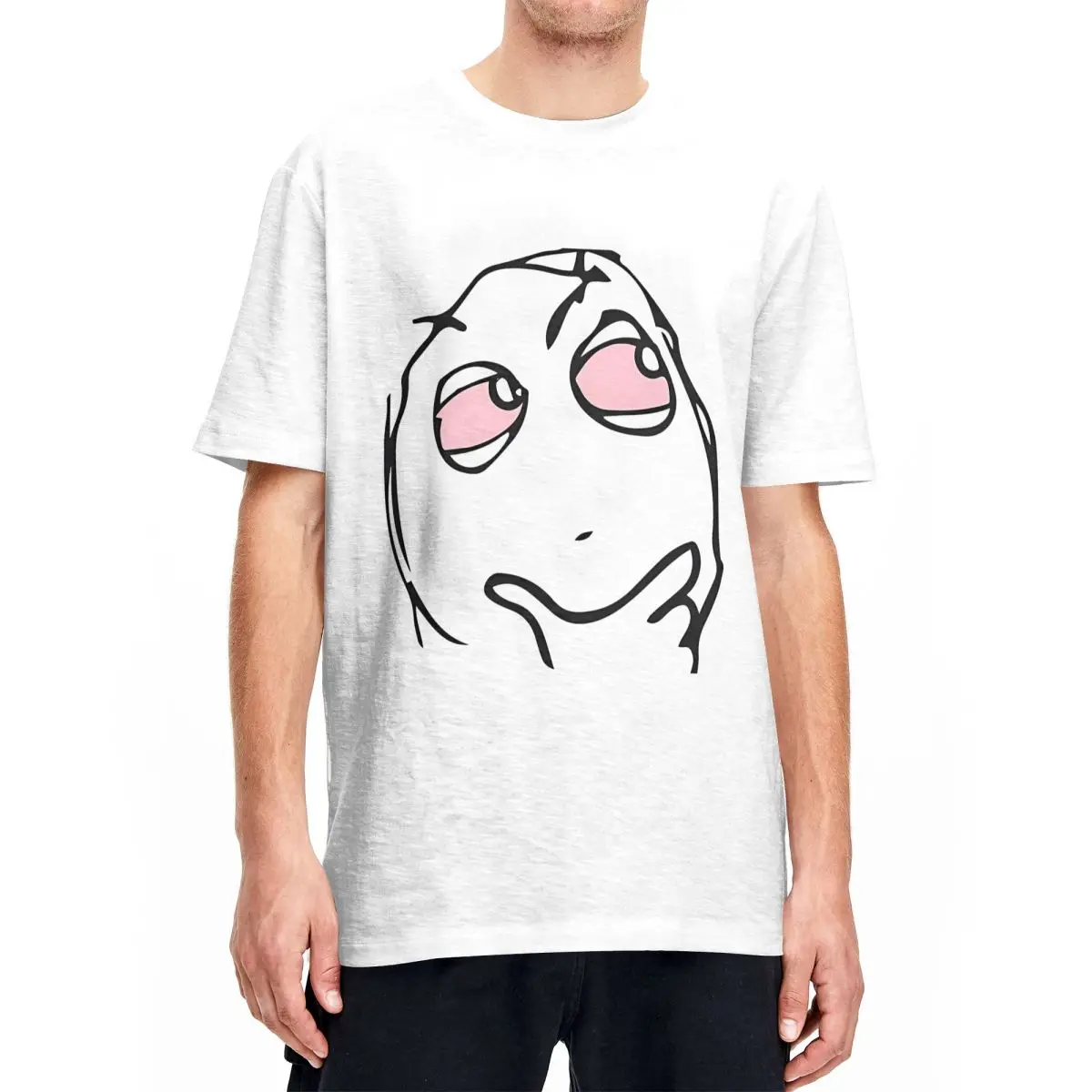 Casual RAGE COMIC Troll Face Be Me Pensive Red Eyes High Reaction Face T-Shirt Unisex O-neck Short Sleeve Clothing Cotton Summer