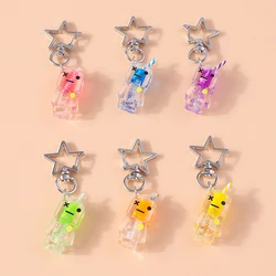 Creative Resin Simulation Drink Bottle Keychain Luminous Emotion Key Ring Pendant for Men Women Handbag Decor Jewelry Gifts