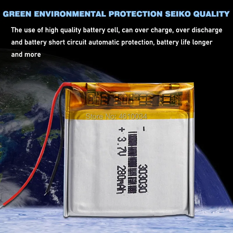 بوليمر 303030 033030 3.7 فولت 280 مللي أمبير بطارية ليثيوم قابلة للشحن مع PCM ل MP3 MP4 MP5 GPS سماعة الكهربائية لعبة مسجل صوتي