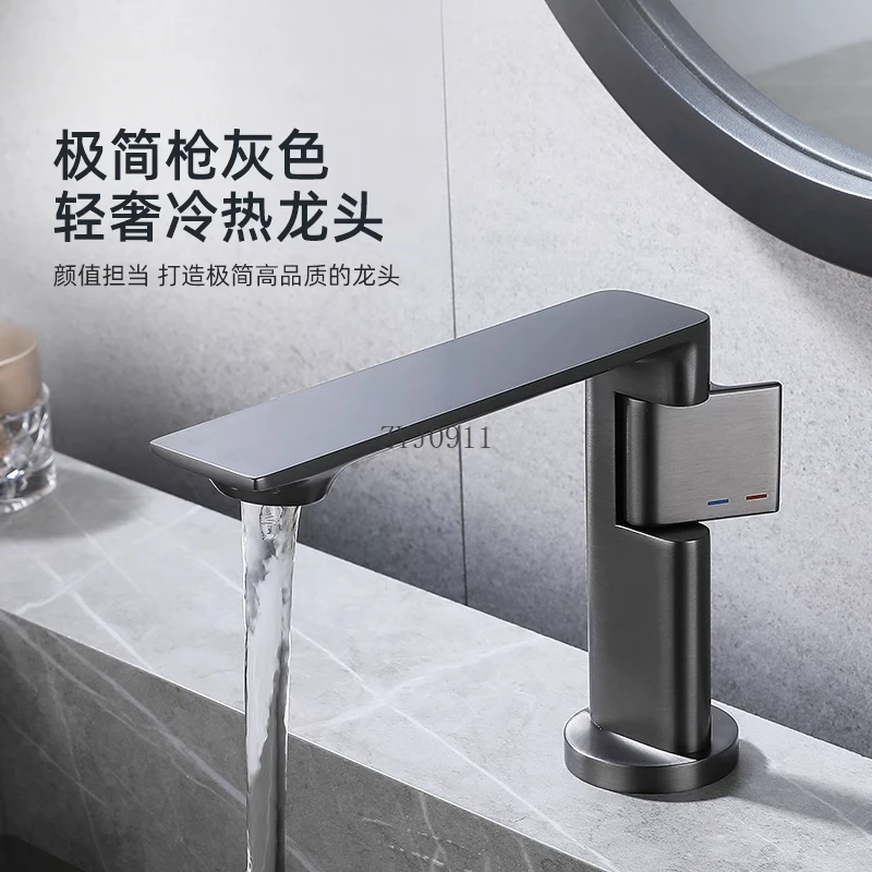 Rubinetto per lavabo da bagno Gun Ash rubinetto caldo e freddo Rubinetto per lavabo interamente in rame