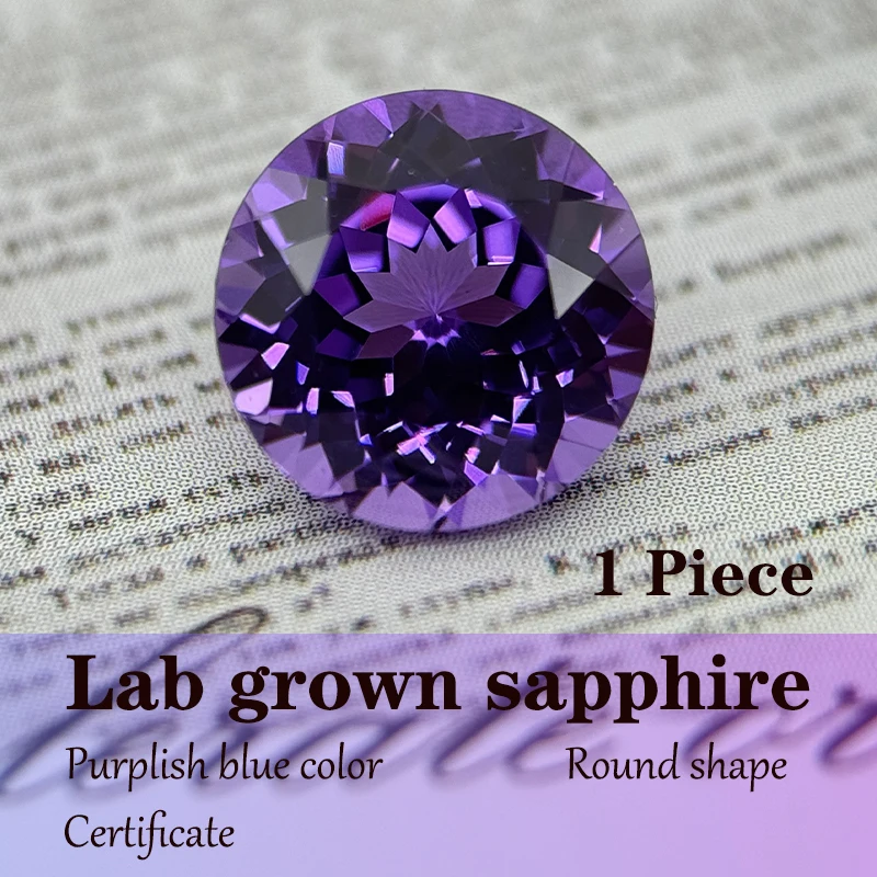 

Круглая форма, фиолетово-синий цвет, оптовая продажа, выращенный в лаборатории сапфир для продвинутых подвесок своими руками, материалы для изготовления ювелирных изделий с сертификатом