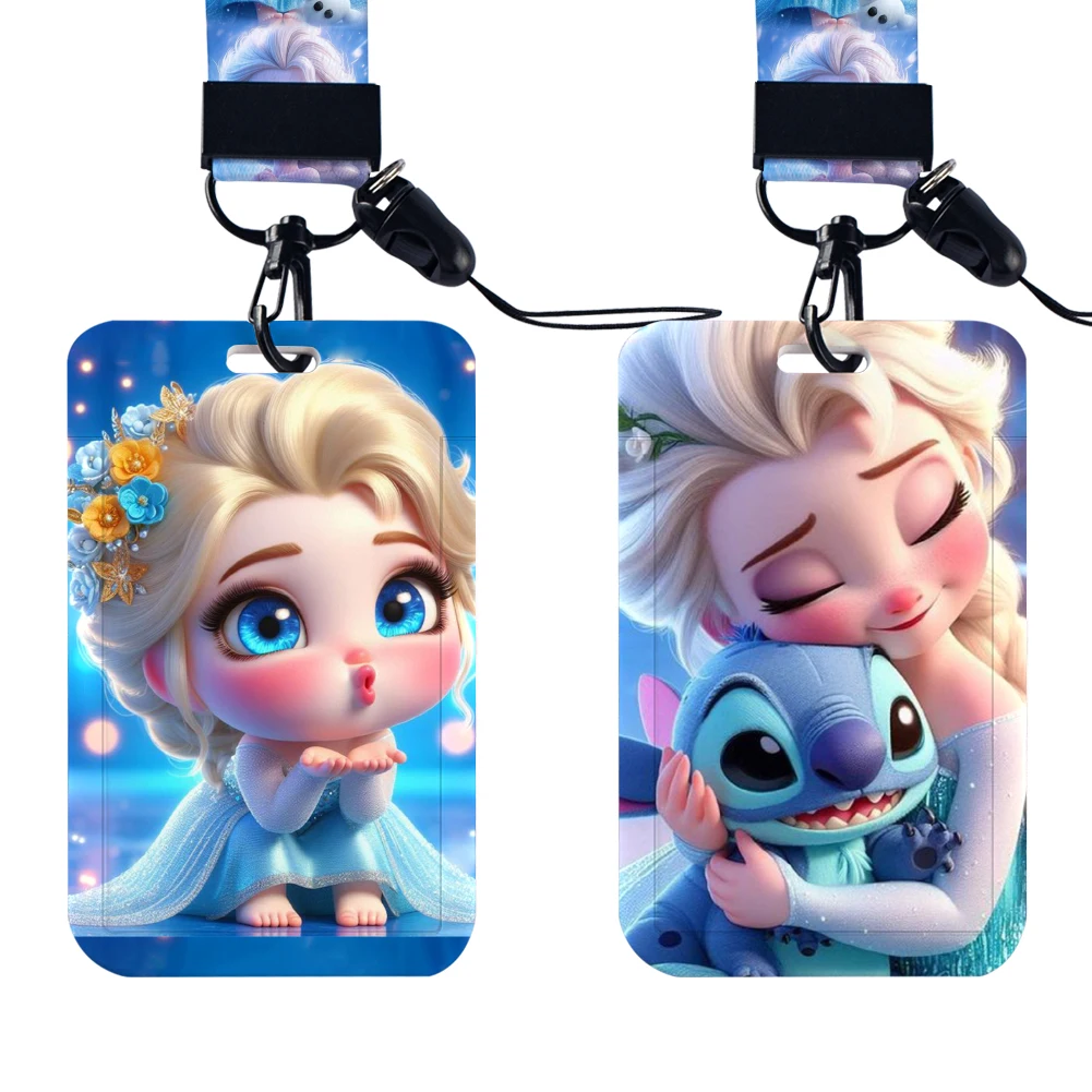 Disney Frozen 2 Elsa Anna princesa Linda funda de tarjeta niñas Campus lindo tarjetero titular de la tarjeta de identificación niñas niños insignia de estilo Vertical