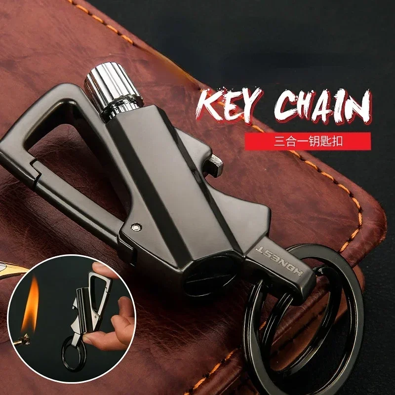 3 IN-1 Matching Keychain kerosene Lighter Torch Cigarette Lighter Creative Windproof Smoking Accessories Cool Men\'s Gift 2024