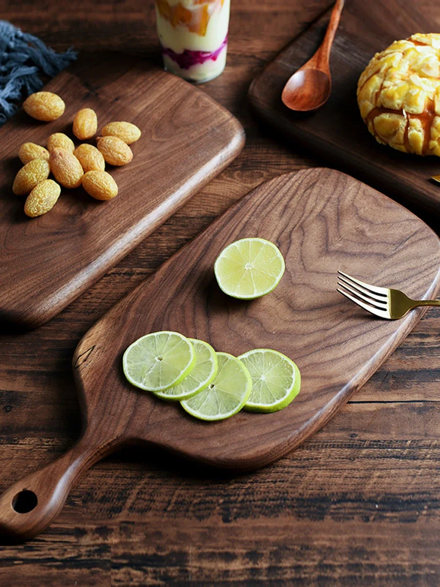 Japanese household black walnut whole wood chopping board small chopping board solid wood pizza steak fruit bread board tray