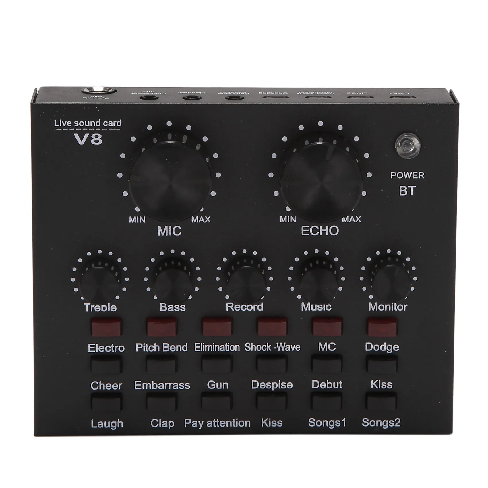 

Звуковая карта ABHT-2X V8, аудиоинтерфейс, внешняя USB-карта звука с функцией Bluetooth для записи и пения