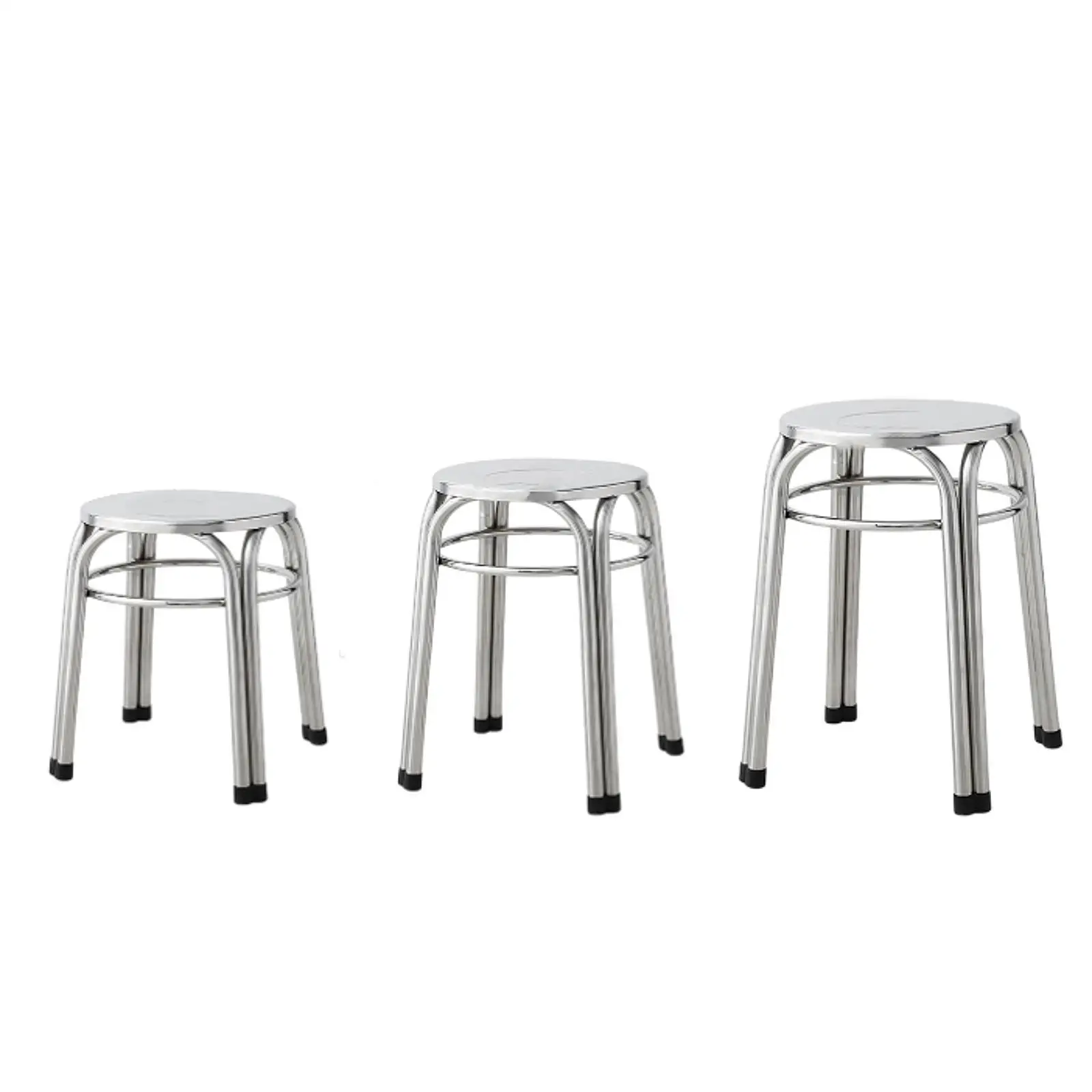 Stackable Stool Stainless Steel Round Seat Noise Reduction High Stool Durable Bar Counter Chair for Indoor Kitchen Use