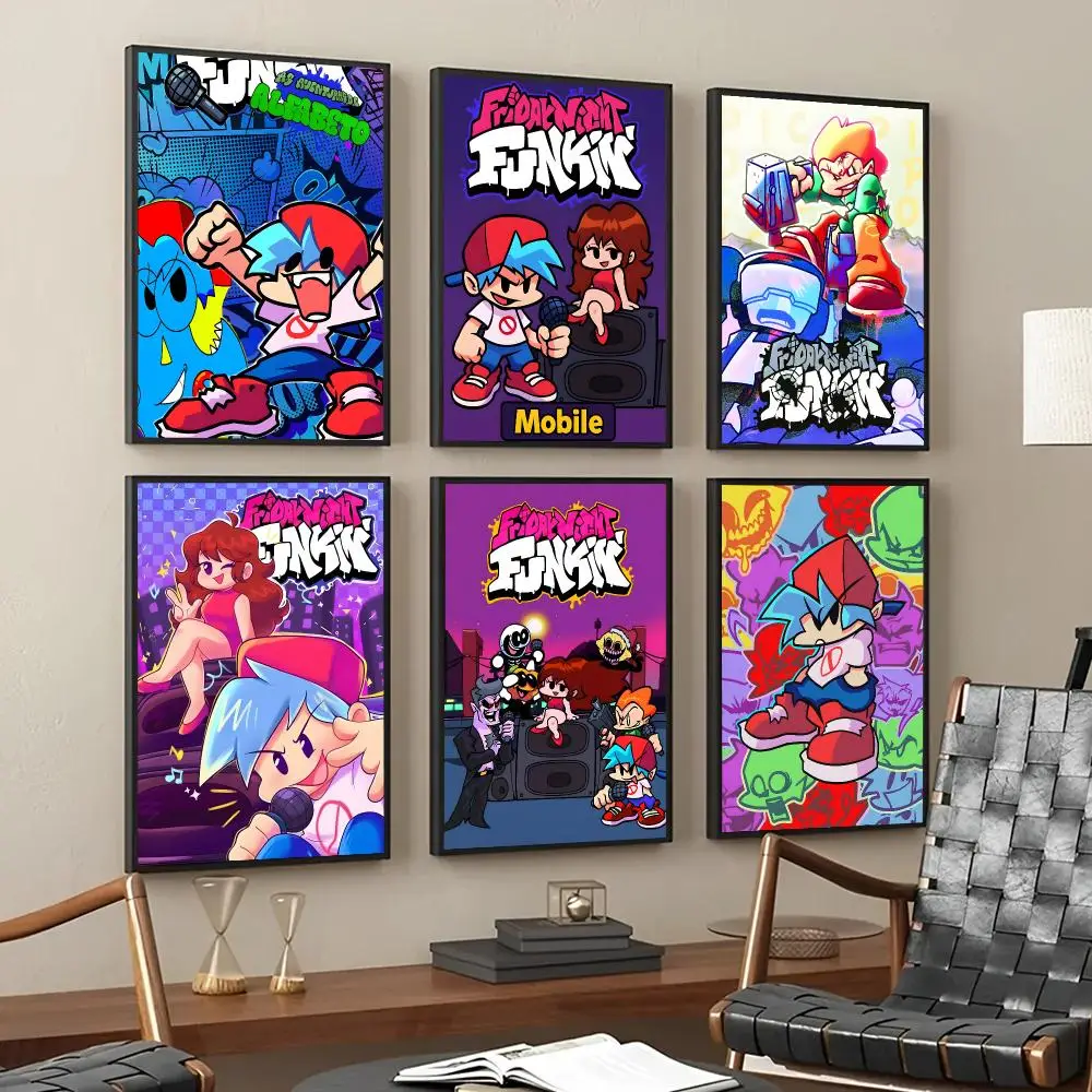 Friday Night Funkin Poster Self Adhesive Sticker Home Bedroom Living Room Game Room Decoration